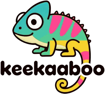 Keekaaboo chameleon in teal & pink