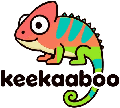 Keekaaboo chameleon in coral & teal